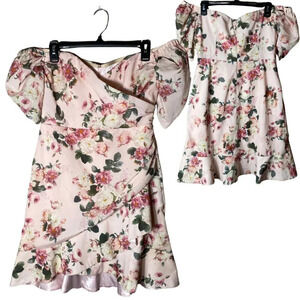 Q+A Los Angeles Women's Medium Off the Shoulder Ruffle Floral Print Mini Dress